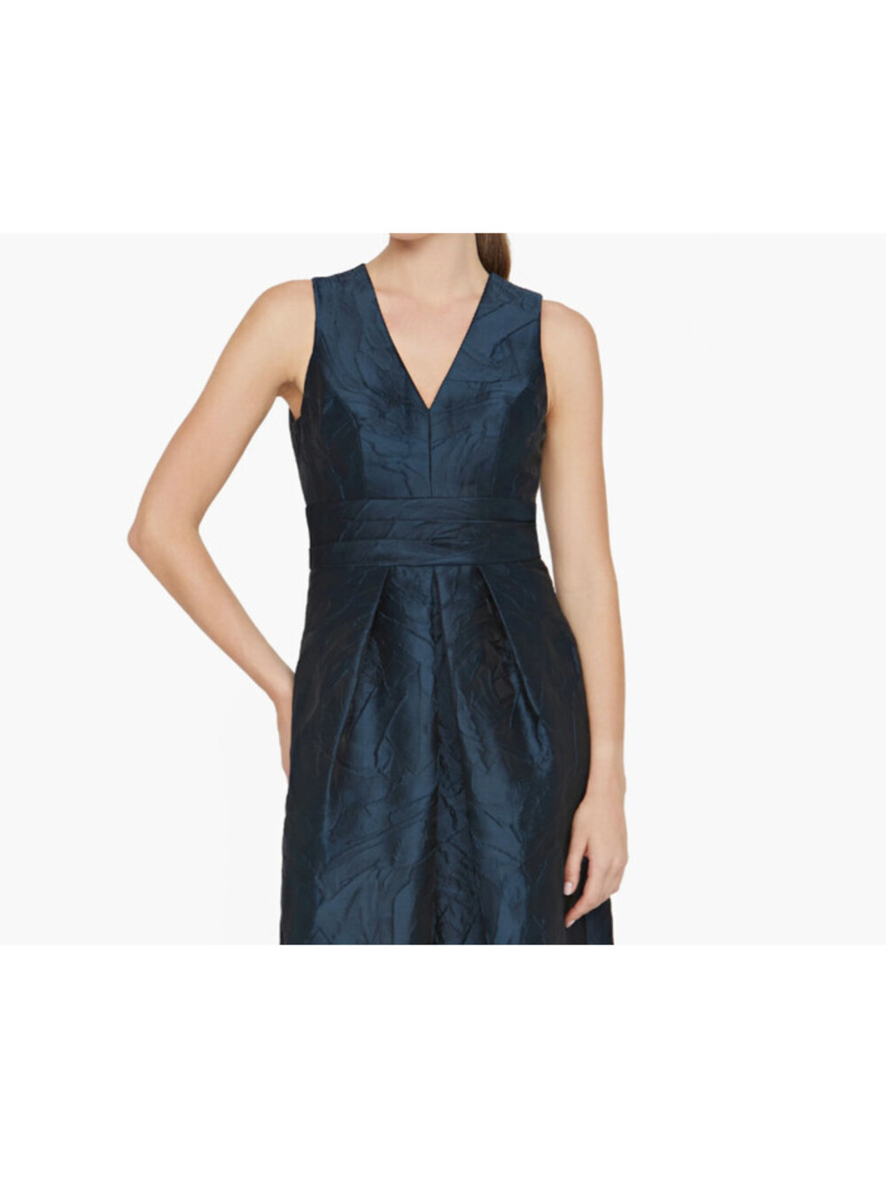 New, Kay Unger Mariah Crinkle Pleated Gown in Navy Sz 18 #LD420 - Picture 3 of 9